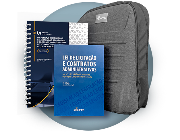 Kit de materiais contendo mochila, livro, caderno, carteira, etc.